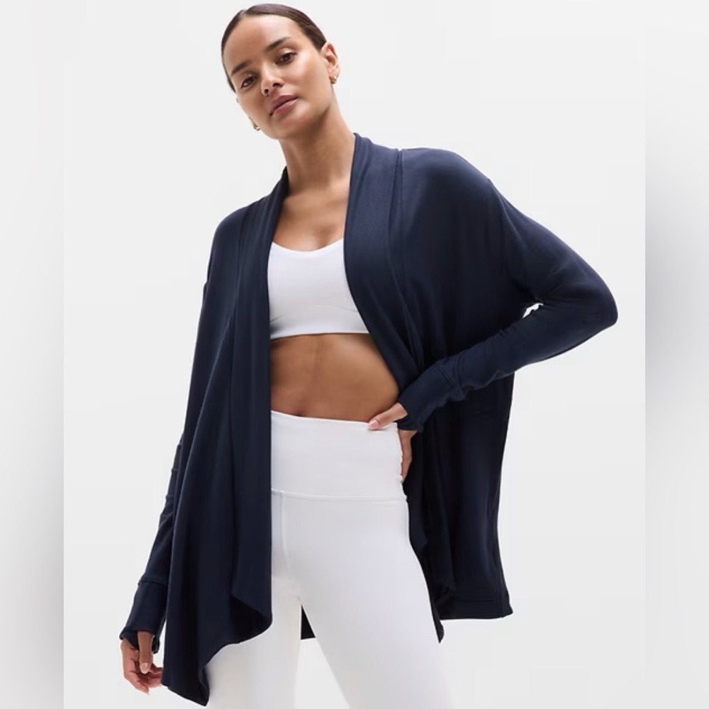 Athleta Navy Blue Pranayama Restore Wrap Cardigan Small
